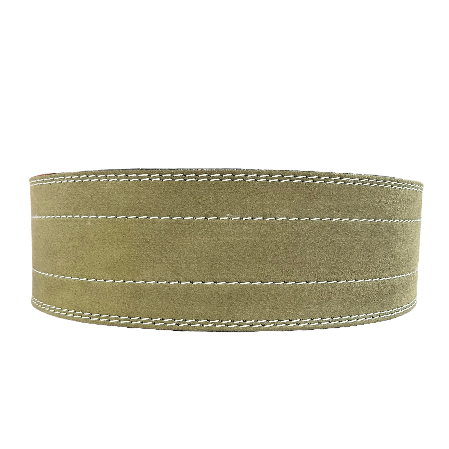 10MM Lever Double Stitch Weightlifting Belt - Suede Leather Green