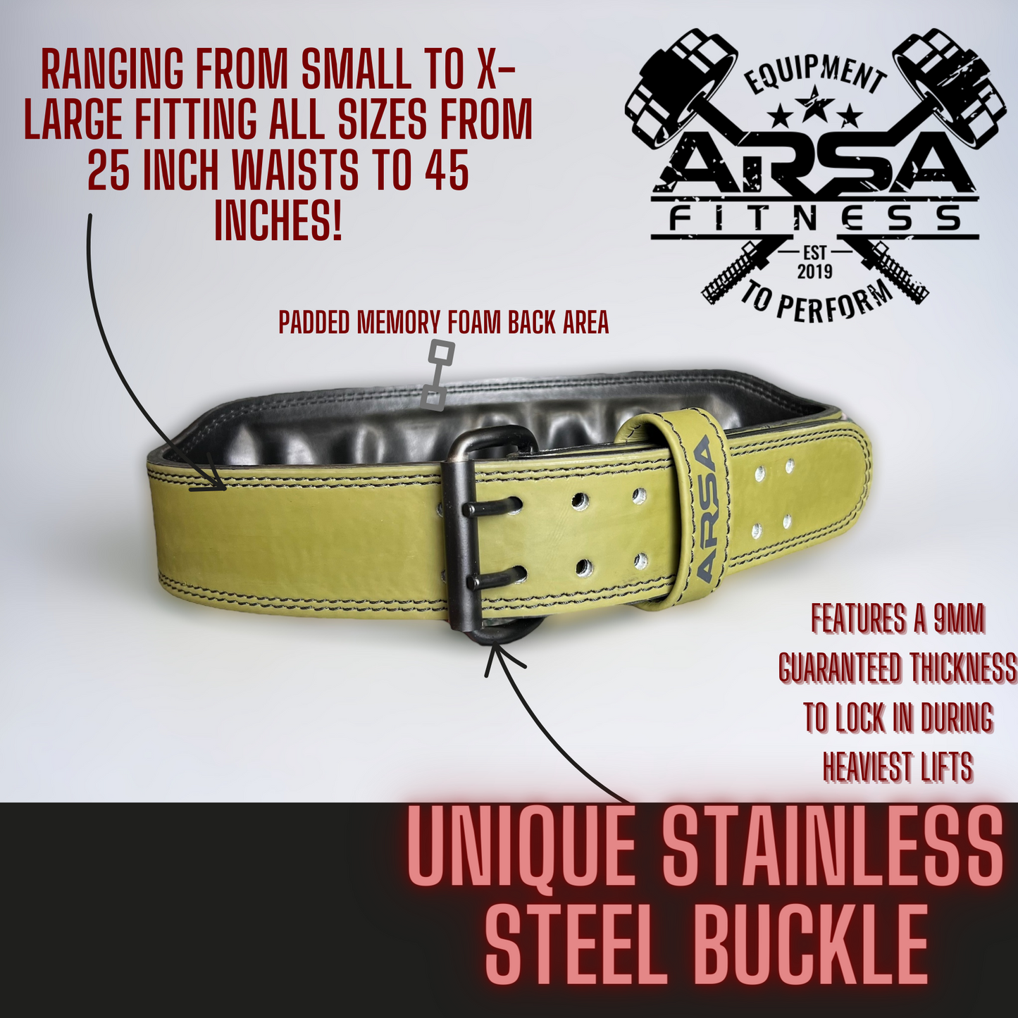 9MM Padded Weightlifting Belt - Olive