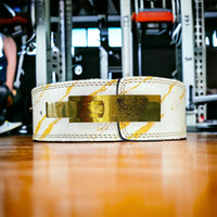 10MM Lever Leather Belt - White Marble