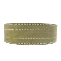 10MM Lever Double Stitch Weightlifting Belt - Suede Leather Green