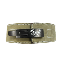 10MM Lever Double Stitch Weightlifting Belt - Suede Leather Green