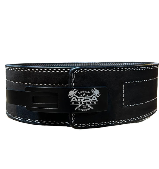 Arsa Fitness 10MM black suede lever belt — IPL approved competition powerlifting belt