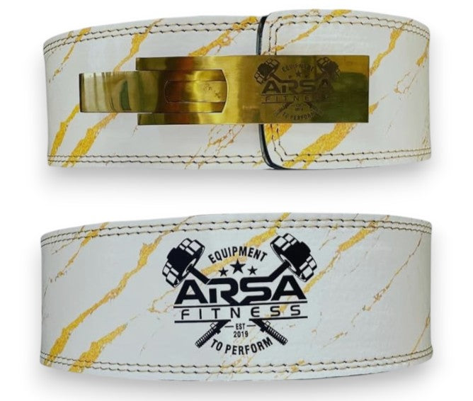 10MM Lever Leather Belt - White Marble